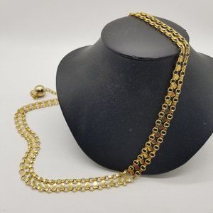 29" + Extender Belt Necklace Glam Goldtone - 5/8" Wide - Runway - Slinky